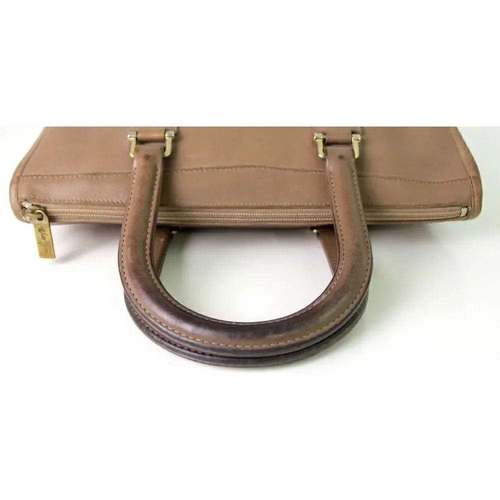 CLASSIC VTG Michael Green SADDLE BEIGE GENUINE LEATHER TOP HANDLE HANDBAG TOTE